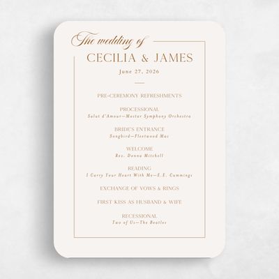 Beige Rounded Wedding Program - Carulas