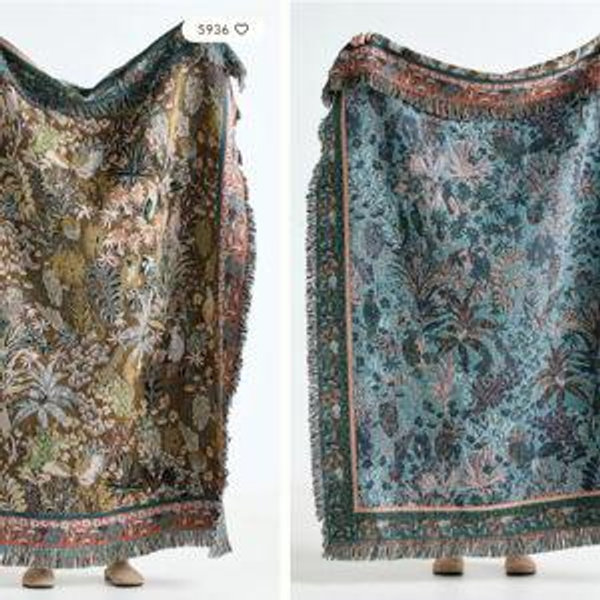 Estella Cotton Woven Throw Blanket - Green Floral, 50" x 70"