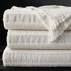 RH | Alpaca Bouclé Bed Throw - Textured Stripe