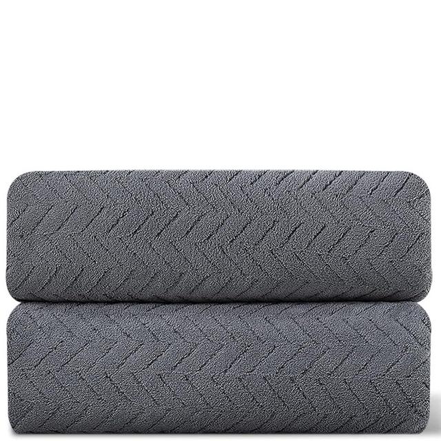 Ferdilan 16"x31" Hand Towels Set 2 Pack Dark Grey Bath Towels, 600 GSM Ultra Soft and Absorbent Towels for Bathroom, Quick Dry and Plush Towel for Gym Hotel Camp Pool