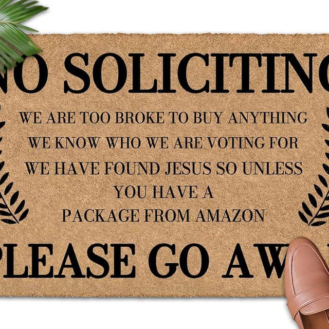 Shflytu No Soliciting Please Go Away 30"x18" Keep Dirt Out with Rubber Door Mat Outdoors Outdoor Doormats for Front Door Winter Door Mat Outdoor Non Skid Rug