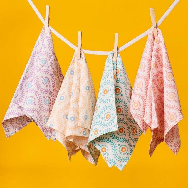 India Colorful Hand Block Motif Napkin Set