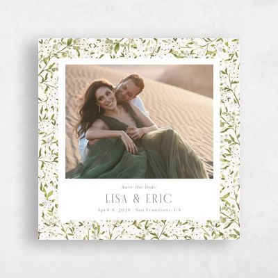 Dark Sage, Green Wedding Save the Date - Allegra Photo