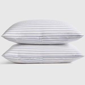 Classic Organic Percale Sham Set in Double Stripe Mineral