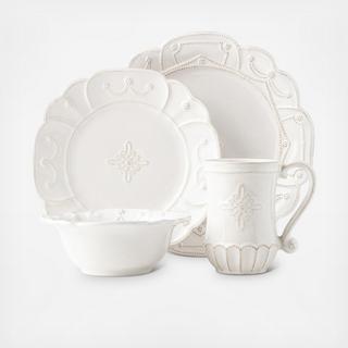 Jardins du Monde Whitewash 4-Piece Place Setting, Service for 1