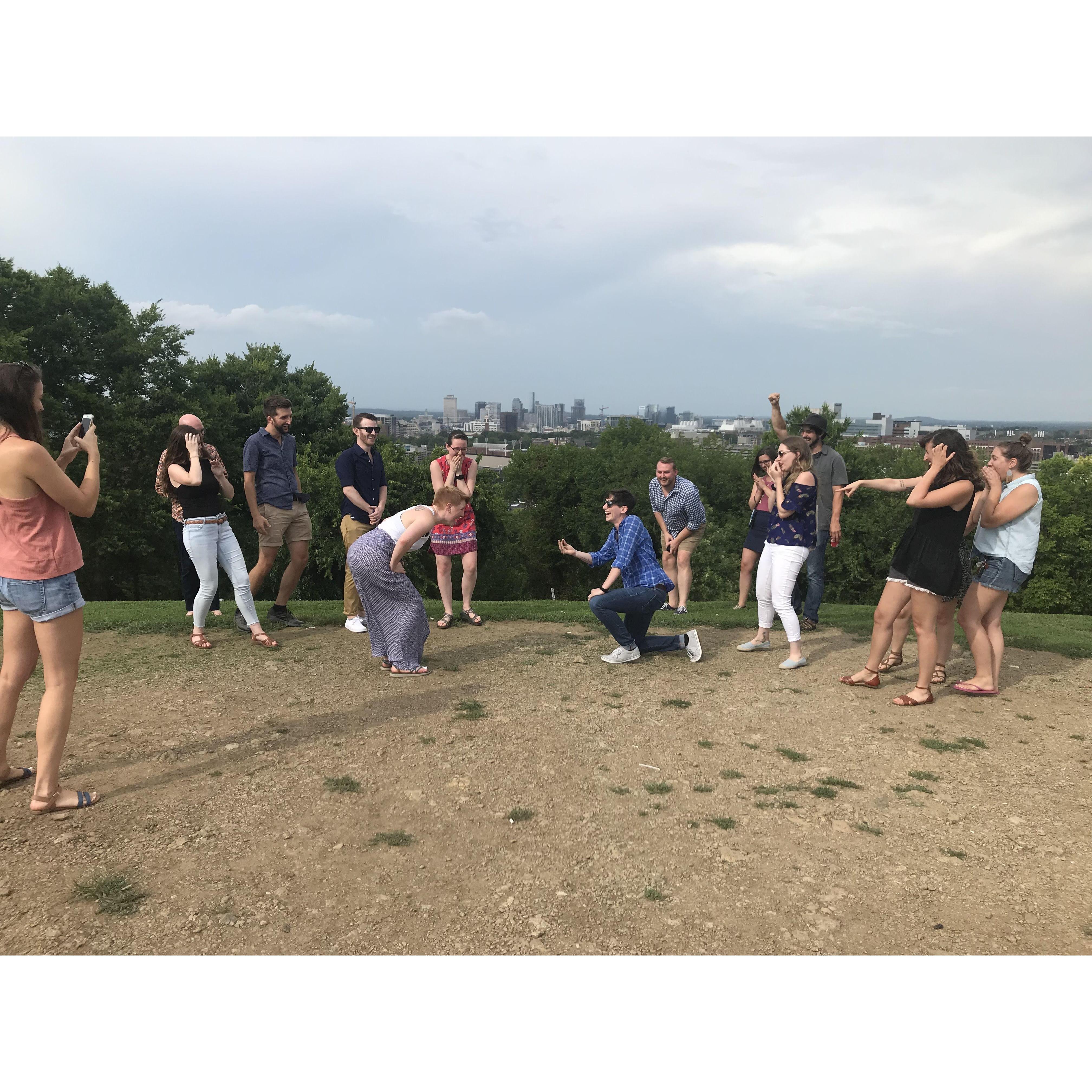 Rachel surprise proposed to Chelsea in Nashville with almost all of her favorite people around to celebrate.