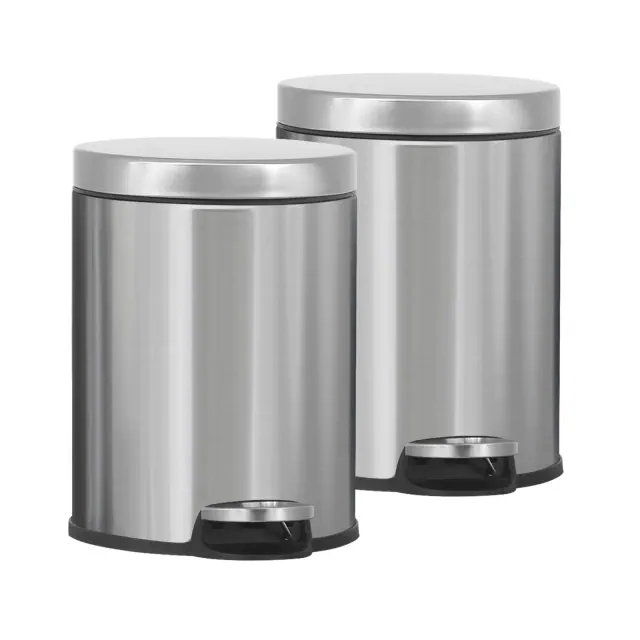 FDW Sleek Stainless Steel Pedal Trash Can 6L/1.6 Gallon Garbage Can with Removable Inner Basket Hygienic, Quiet and Durable for Home or Office