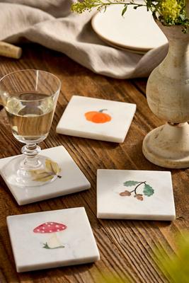 Fall Icon Marble Coasters, Set of 4