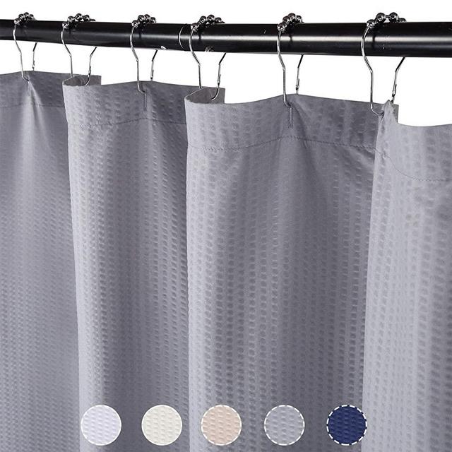 CAROMIO Shower Curtain, Water Repellent Soft Microfiber Fabric Shower Curtain or Liner for Bathroom, Decorative Embossed Pattern, Grey, 72x72 Inches