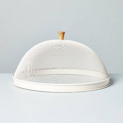 Metal Screen Food Dome with Wood Knob Cream/Brown - Hearth & Hand™ with Magnolia