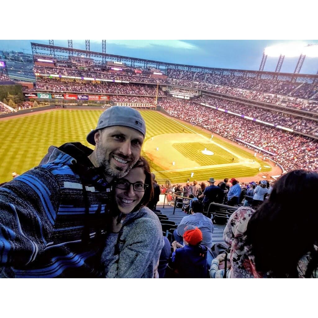 At Coors Field watching the Rockies in May 2017.