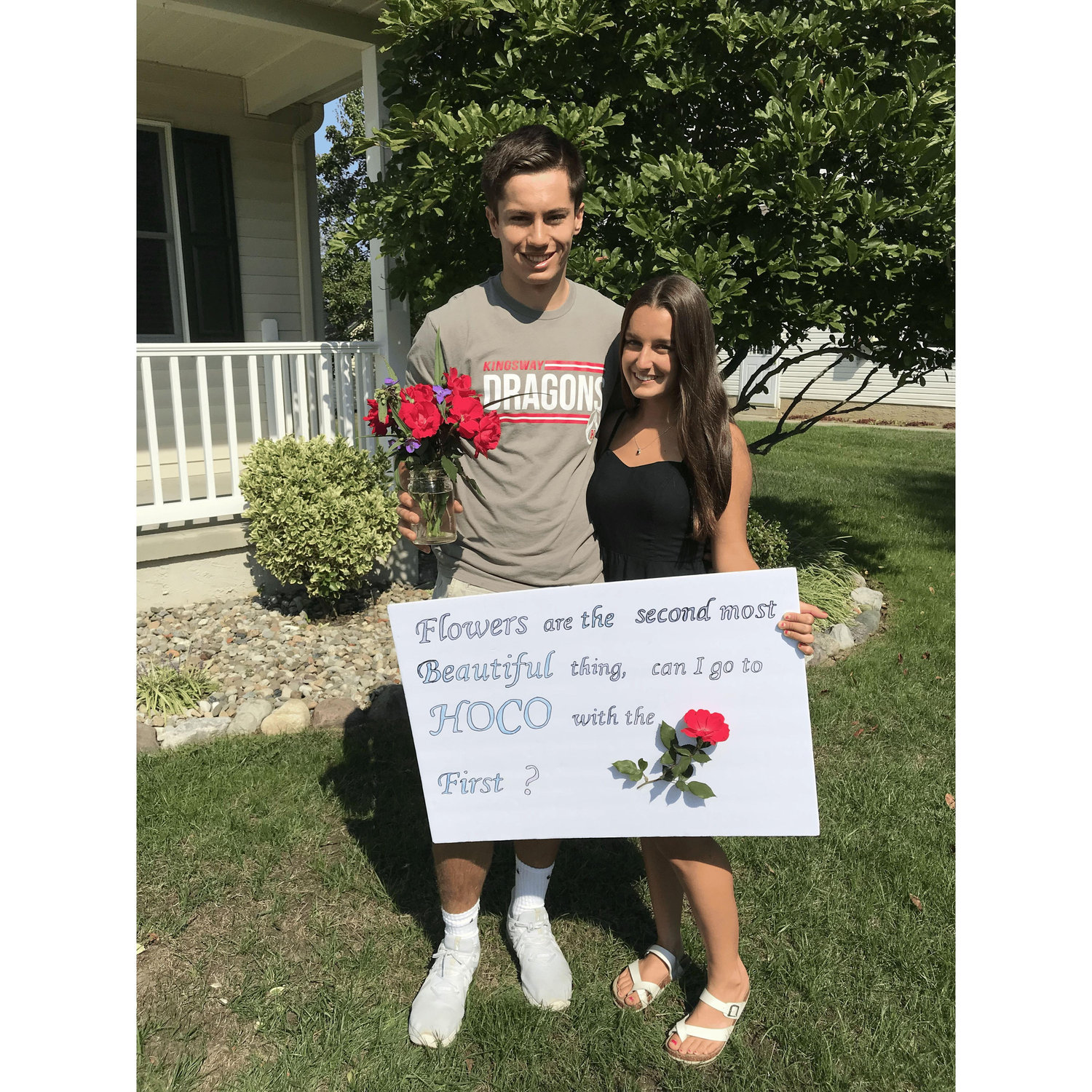 Ben asking Alexis to their second Homecoming together, 2019
