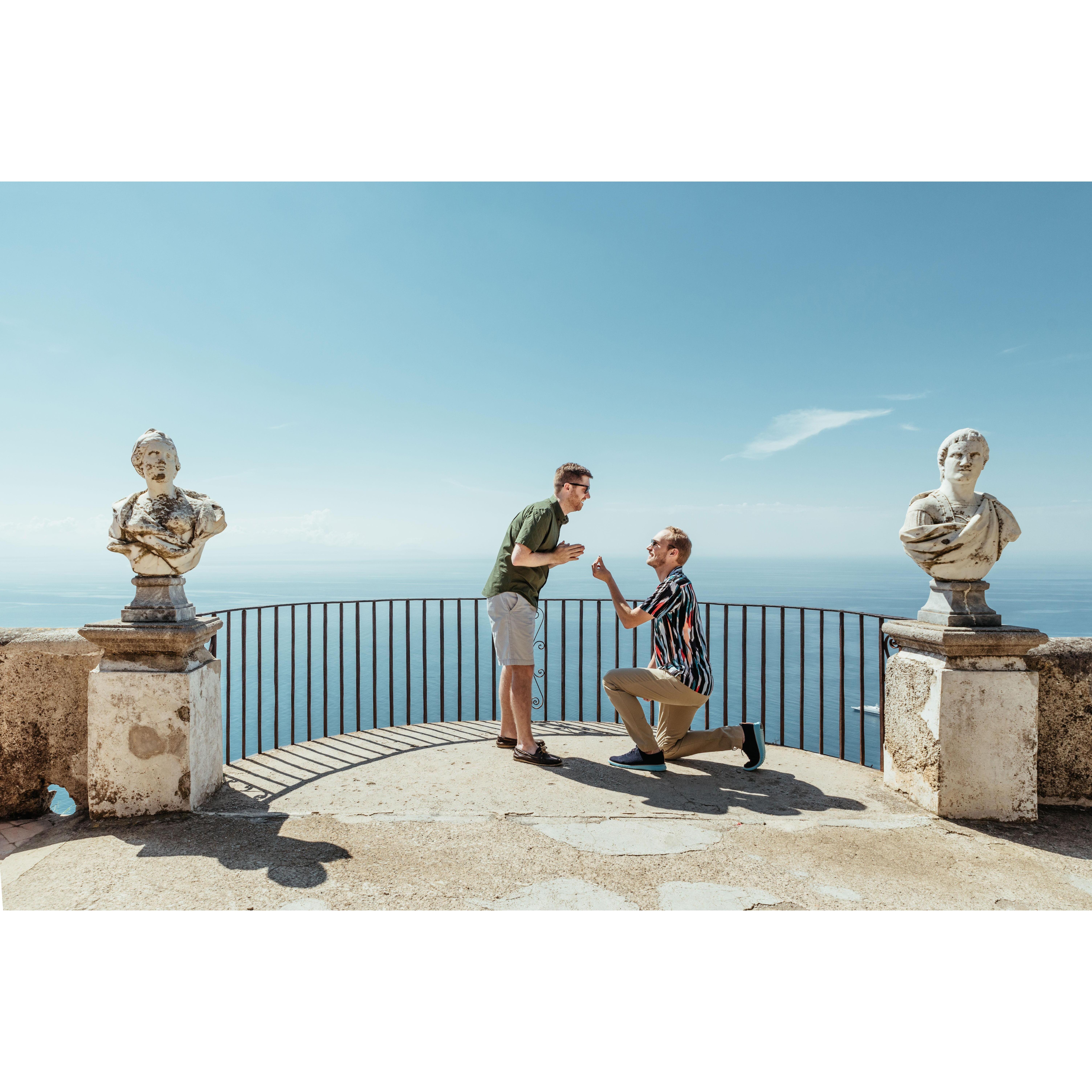 I proposed to Ty on the Terrace of Infinity at Villa Cimbrone while on vacay in the Amalfi Coast. It was the most beautiful moment in the most beautiful place we'd ever been. Shot by Emiliano Russo