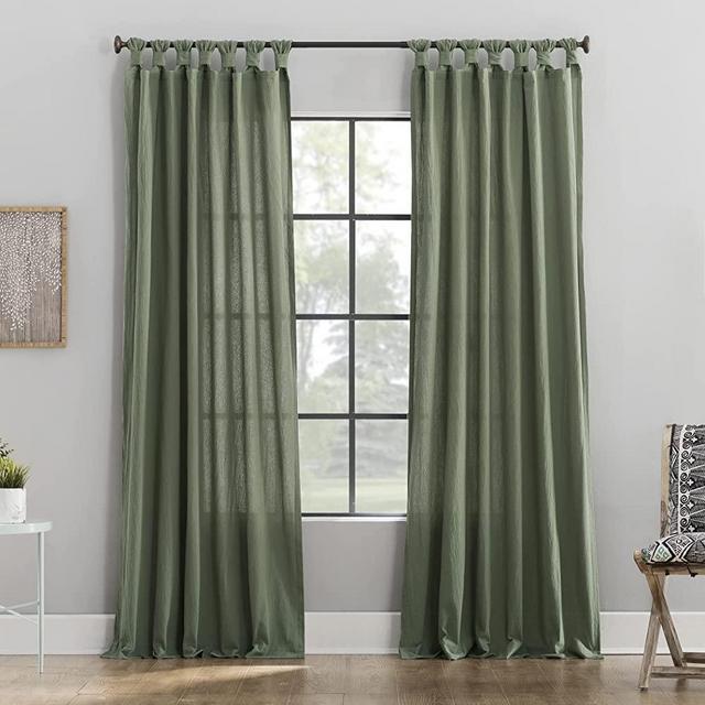 Archaeo Washed Cotton Twist Tab Curtain, 52" x 84", Moss Green