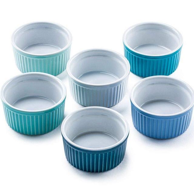 Bellemain Porcelain Ramekins, set of 6 (6 oz. multi-color blue)