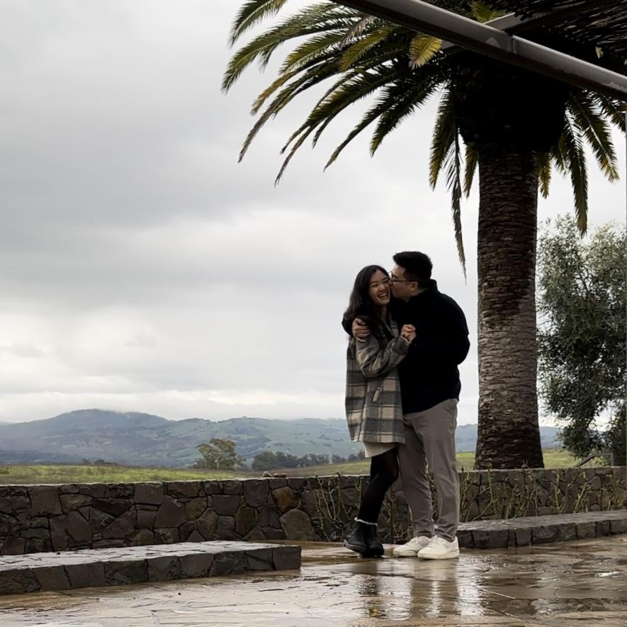 January 2024 - Rei proposed at the Carneros Resort and Spa cottages.