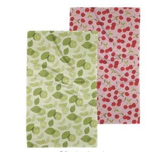 GEOMETRY Kitchen Tea Towel - Quick Dry Microfiber Cloth Dish Towels for Kitchen Drying - 18" x 30" Premium Quick Dry Towel - Cheery Cherries + Limes (Cherry Limeade 2-Pack Set)