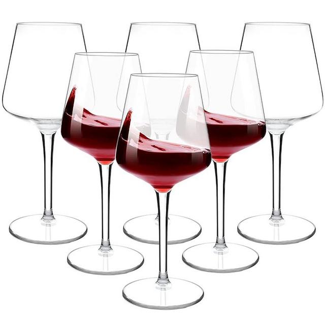 MICHLEY Floating Wine Glasses for Pool 15 OZ Unbreakable Tritan Plastic Stemmed Red Wine Glasses Ideal for Beach Bar Camping Dishwasher Safe, Set of 6