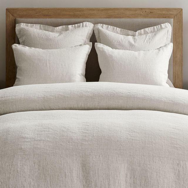 Flax European Linen Ribbed Duvet Cover, King/Cal. King