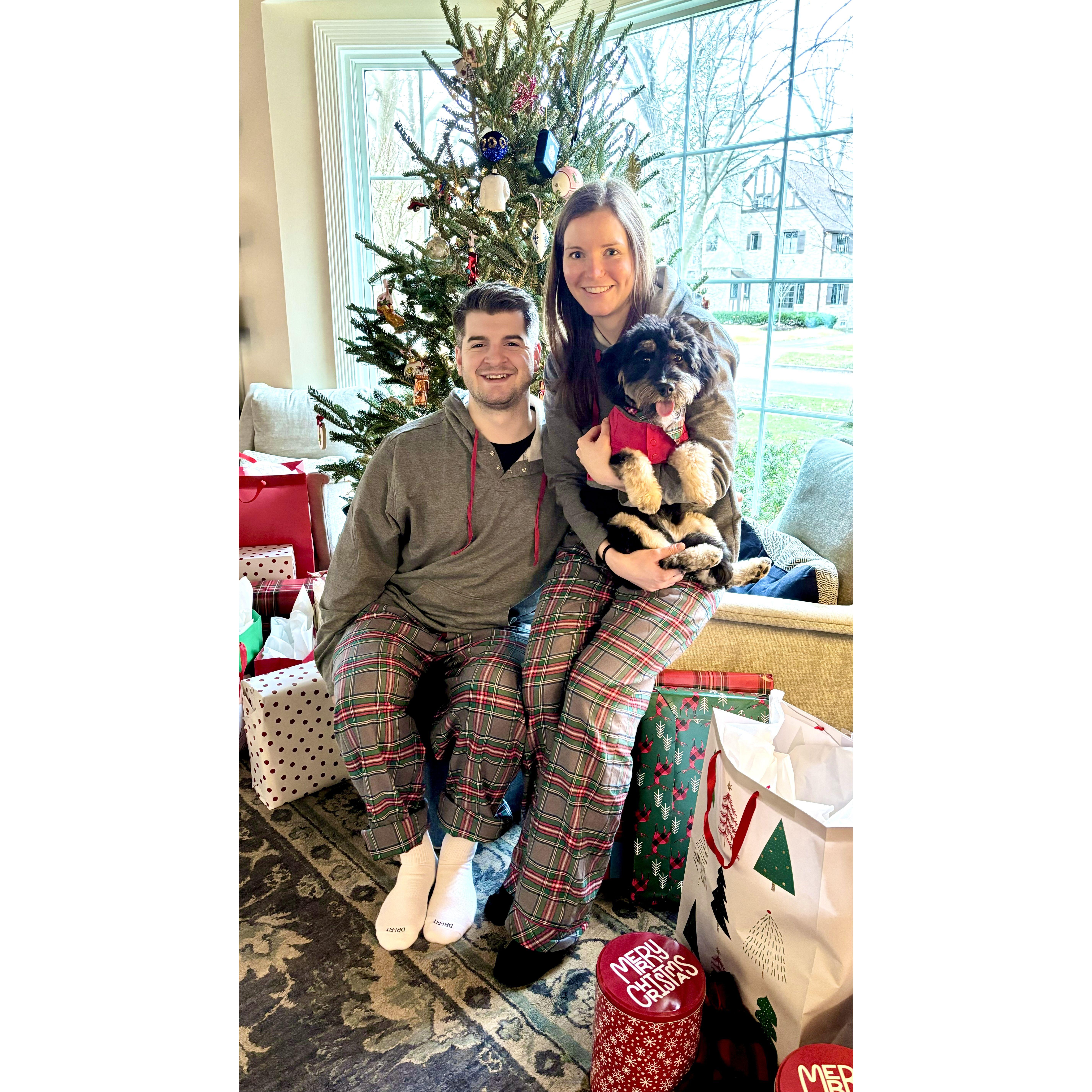 Matching Christmas jammies for Beau's first Christmas