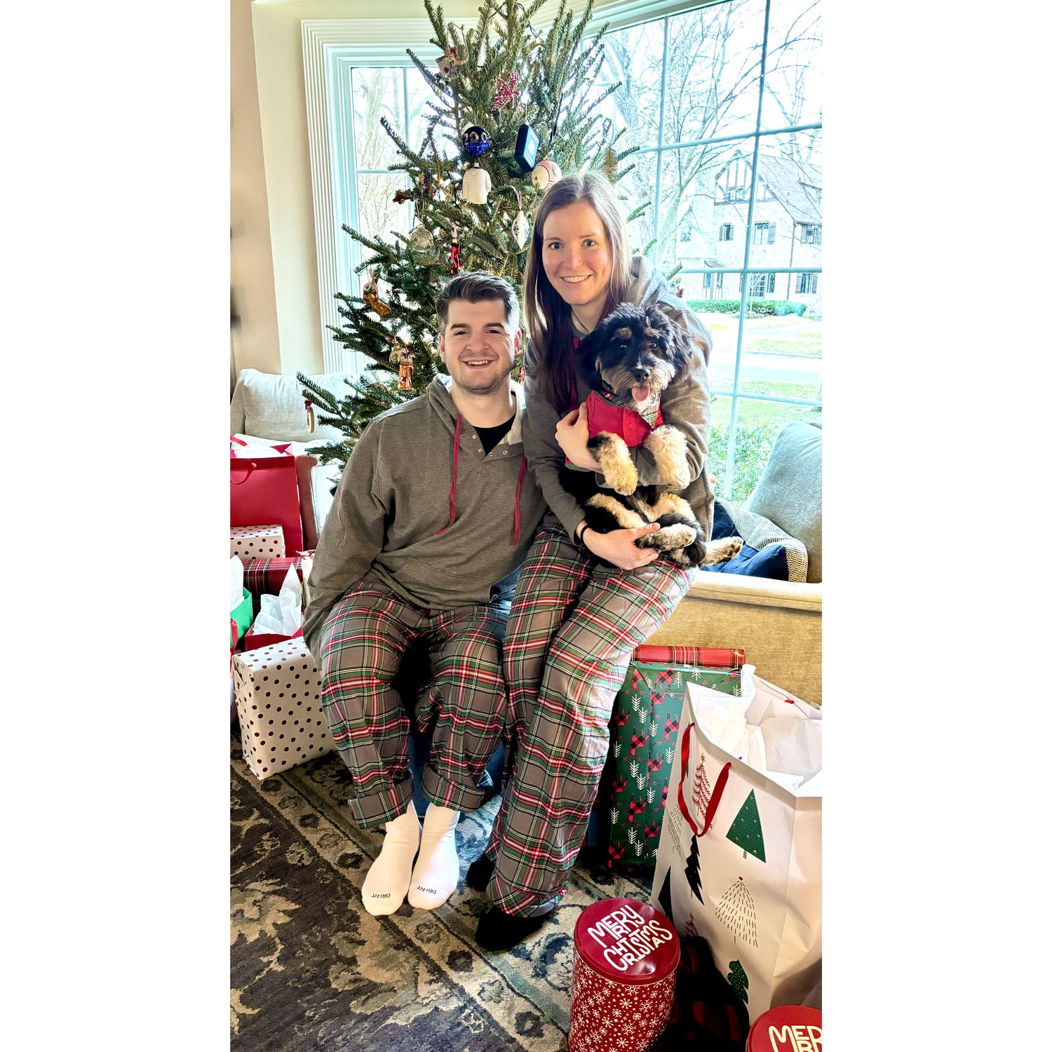Matching Christmas jammies for Beau's first Christmas