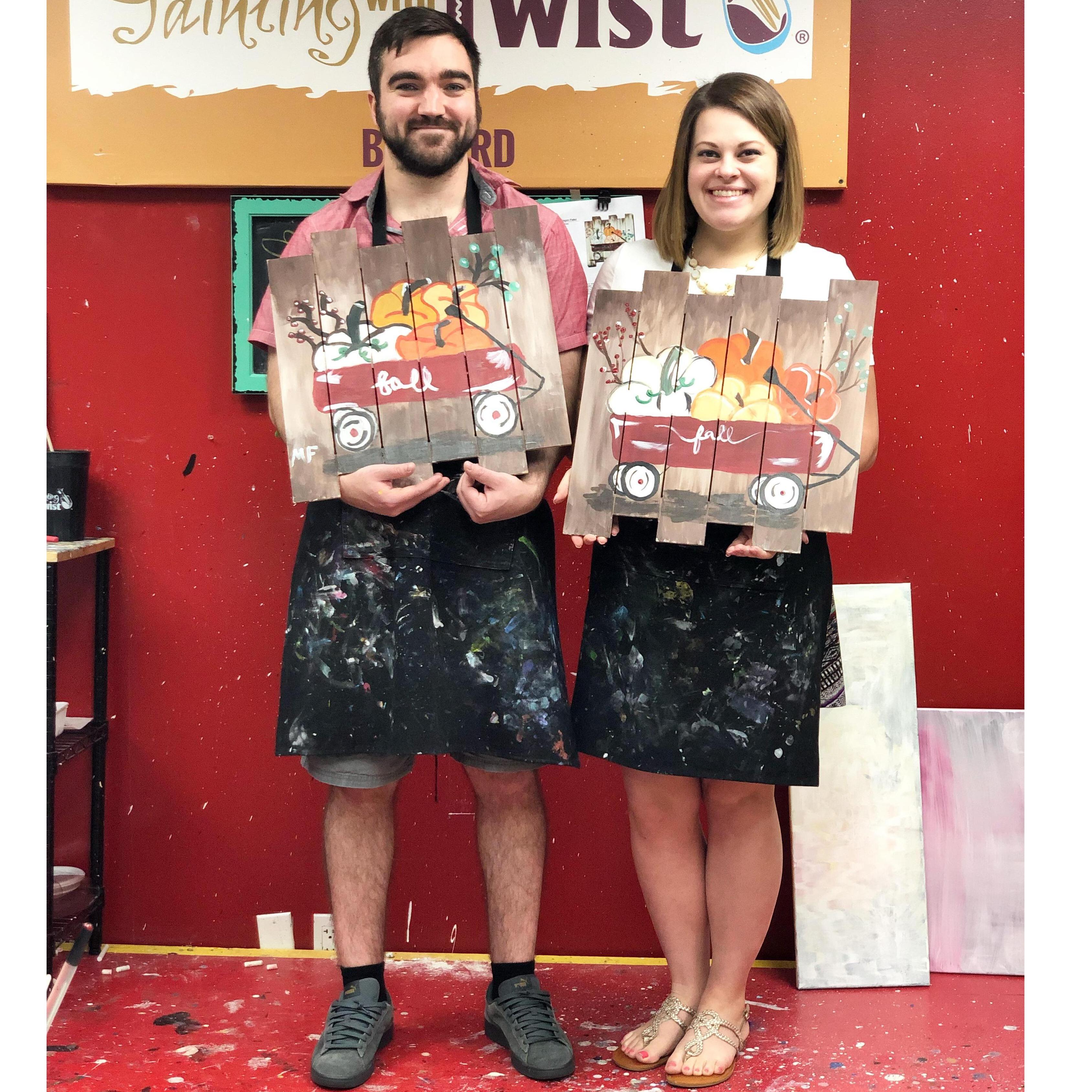 Our first painting with a twist date. Matt's picture is packed away in one of the closets lol