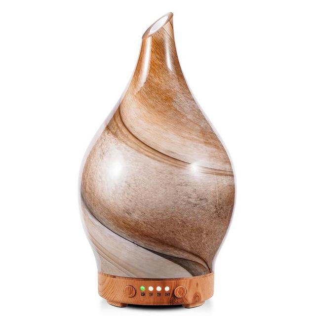 Porseme 100ml Essential Oil Diffuser Glass Color Changing Aroma Air Diffusers Aromatherapy Ultrasonic Cool Mist Humidifier 4 Running Hours Waterless Auto-Off for Sleeping, Yoga, Office, Spa (Desert)