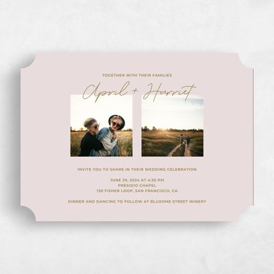 Pink Ticket Wedding Invitation - Geneva Photo