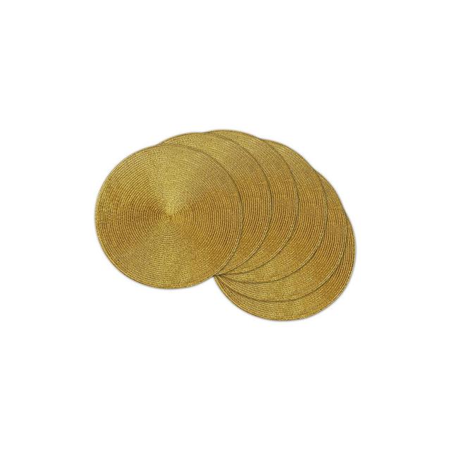 Set of 6 Gold Round Woven Placemat - Design Imports
