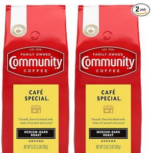 Community Coffee Cafe Special Ground Coffee, Medium Dark Roast, 64 Ounces (32 Ounce Bag-Pack of 2)