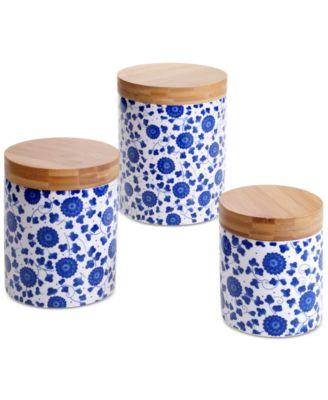 Certified International - 6-Pc. Chelsea Indigo Poppy Lidded Canisters Mix & Match Set