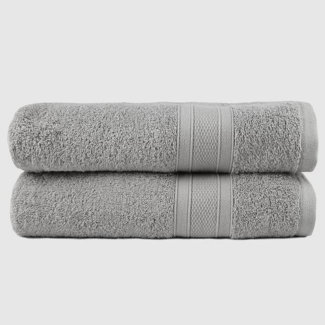 2pc Feather Touch Cotton Bath Towel Set Silver - Trident Group