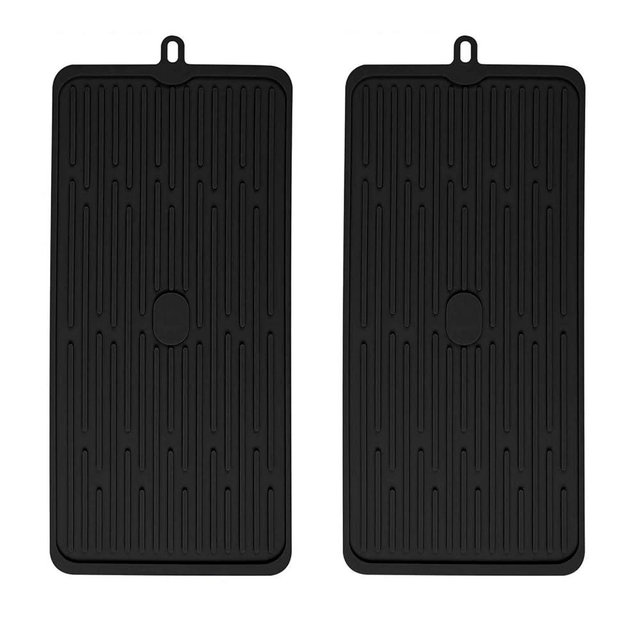 MUYULIN (2 Pack) Black Silicone Dish Drying Mat Silicone Kitchen Countertop Drying Mat for Pots, Pans, Glassware, Silverware, 17.3"*7.9"*0.2"
