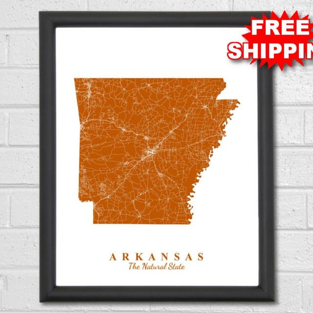 Arkansas Map Art - Map Print - State Map - Travel Gift - Arkansas Poster - Map Art - Office Decor - Little Rock - Custom Map Map of Arkansas