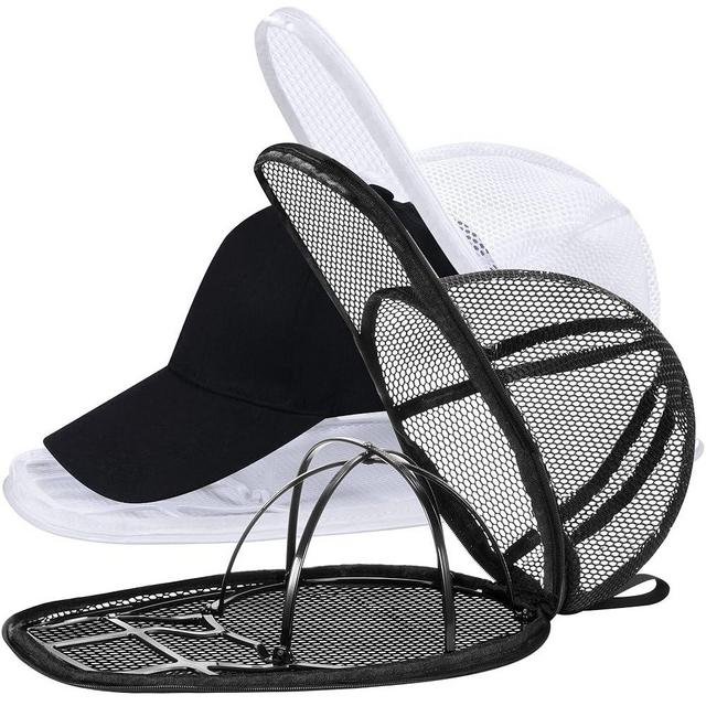 MAGTSMEI Hat Washers, Baseball Caps Hat Cleaner for Washing Machine,Hat Rack/Organizer for Dishwasher, Foldable Washing Hat Cage Protector Holder for Adult and Kid's Caps 2Colors Black & White