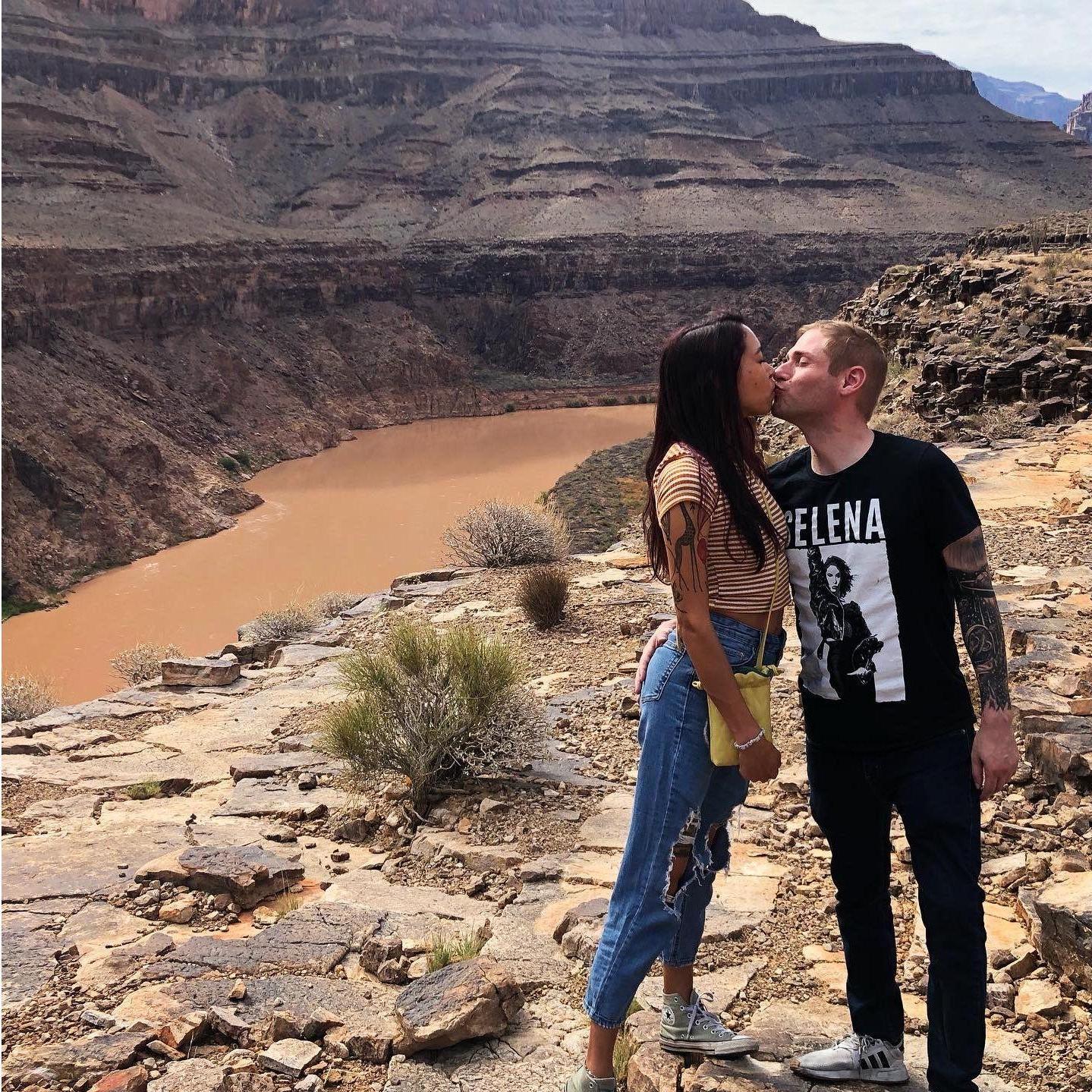 At the Grand Canyon! Chanoa looks taller than Justin in this pic, but that’s due to the slope of the canyon. We all know that Justin towers over Chanoa.