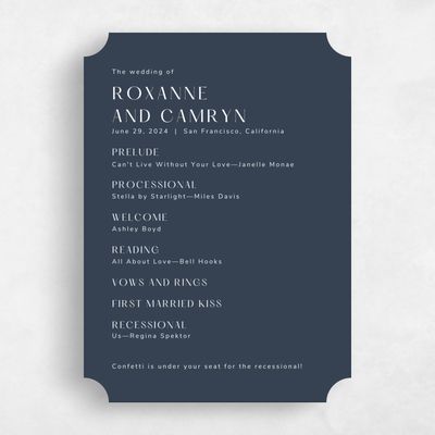 Blue Ticket Wedding Program - Cerrito