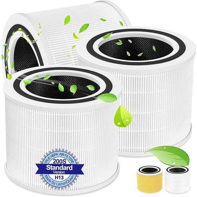 3Pack Core 200S Replacement Filter for LEVOIT Core 200S/200S-P Smart WiFi Air Purifier, 4-Stage Core 200S-P Air Filter Activated Carbon,H13 True HEPA Filter Replacement Part# Core 200S-RF