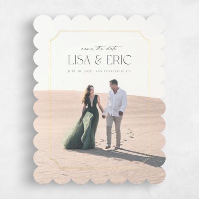 Black Scalloped Wedding Save the Date - Rothenburg Photo Foil