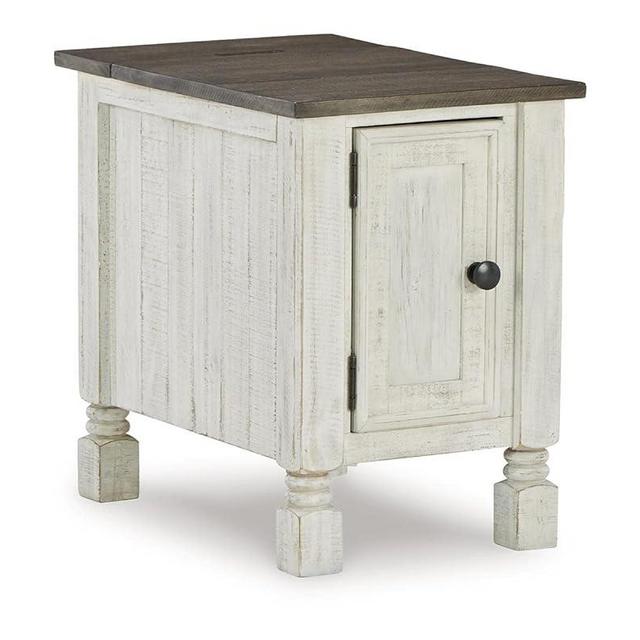 Signature Design by Ashley Havalance French Country Chair Side End Table, White & Gray