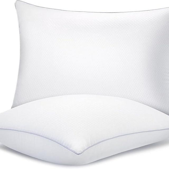 Bed Pillows for Sleeping 2 Pack, King Size Pillows Set of 2, Down Alternative Filling, Fluff by Patting Pillow for Back, Stomach or Side Sleepers Grey