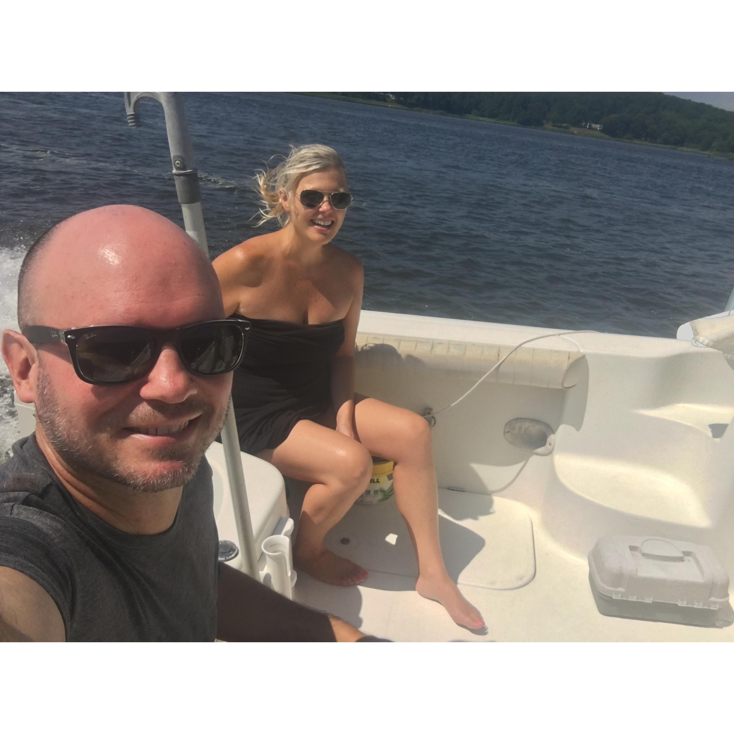 Danny's first ride on Bill's boat - NJ Summer 2018
