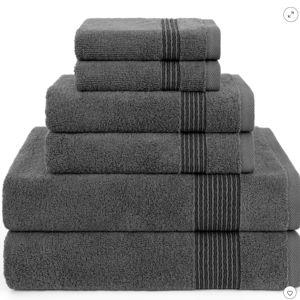 American Soft Linen Pleated Collection 100% Combed Cotton Luxury 6 Piece Towel Set, Zero Twist Ultra Soft and Plush Towels for Bathroom
