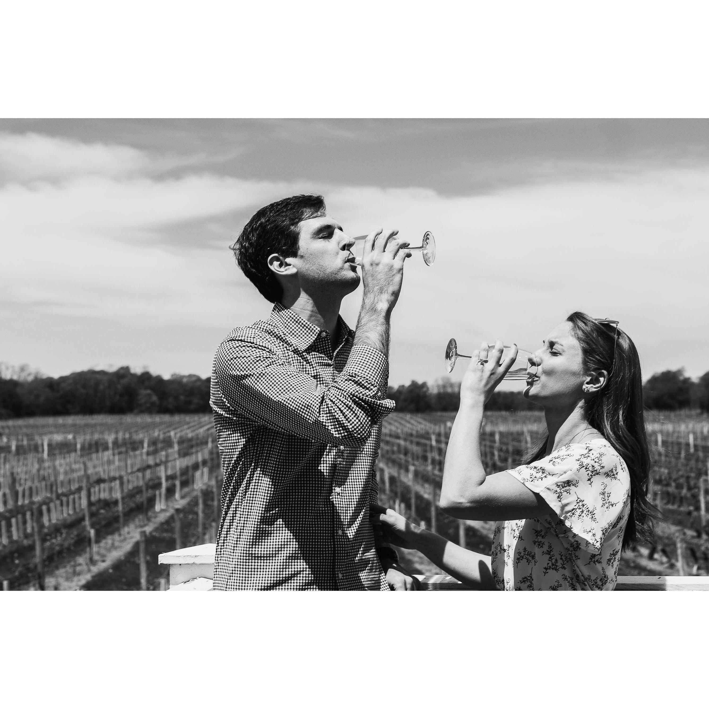 Post proposal cheers at the winery!