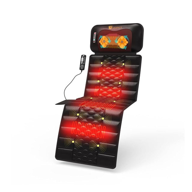 Full-Body-Massage-Mat,10 Vibration Motors 9 Massage Modes 4 Heating Settings,Removable Neck Massager Heated Back Massager,Massage Full Body,Black