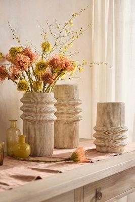 Rippled Pillar Ceramic Vase