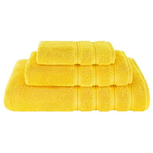 American Soft Linen Set of 3, 100% Turkish Genuine Cotton Premium & Luxury Towels Bathroom Sets, 1 Bath Towel 27x54 inch, 1 Hand Towel 16x28 inch & 1 Washcloth 13x13 inch [Worth $36.95] Yellow