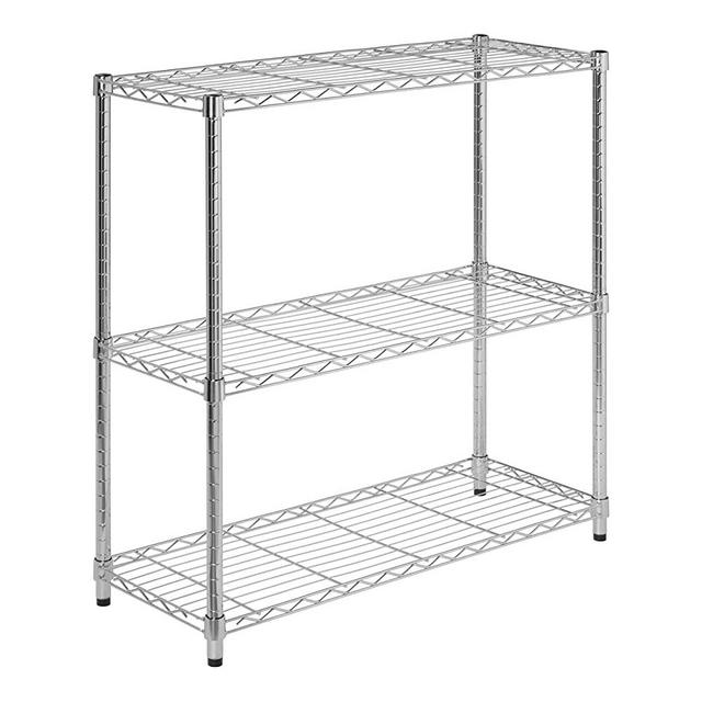 3-Tier Heavy-Duty Adjustable Shelf Storage Unit With 200-lb Shelf Capacity, Chrome SHF-09367 Adjustable Steel Shelving, Heavy Duty Storage Shelves, Heavy Duty Shelving Unit, Steel Shelving Unit