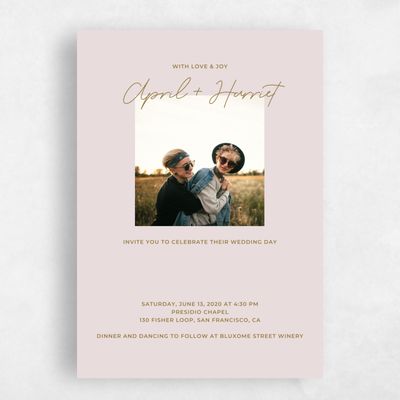 Blush, Pink Wedding Invitation - Geneva Portrait