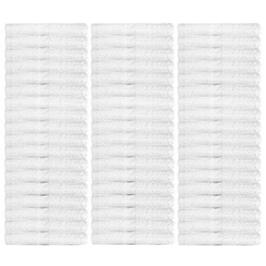 WhiteBasics Cotton Washcloths for Bathroom-KitchenCleaning-Hotel-Gym - Super Soft Absorbent Towels - 48 Pack - White - 12x12 Inch